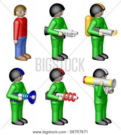 Toy soldiers isolated on white background