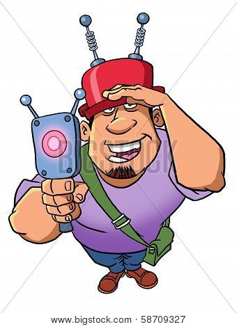 Crazy Man In A Helmet