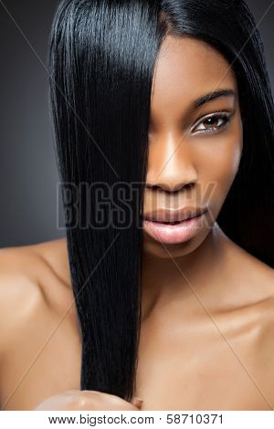 Beautiful Black Woman With Long Straight Hair