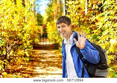 Young Man Wave Goodbye