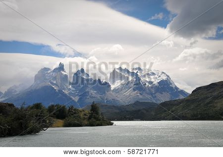 CHILE - FEBRUARY 19: Pehoe Lake in Torres Del Paine National Park.