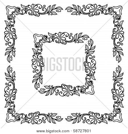 Decorative Floral Frame, Ornament (Vector)