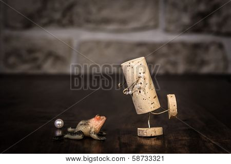 Wine Cork Figure, Concept Fairytale Frog Prince
