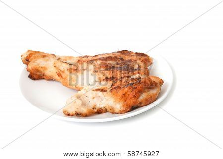 Grilled Teriyaki Chicken On Ceramic Plate