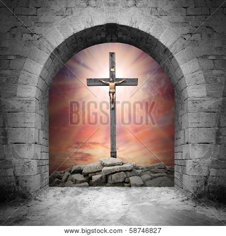 Way to Golgotha. Easter background.