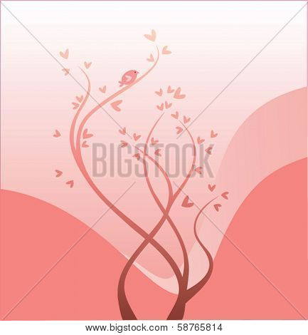 Tree with alone little bird