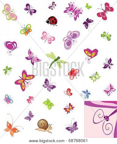 Set of butterflies