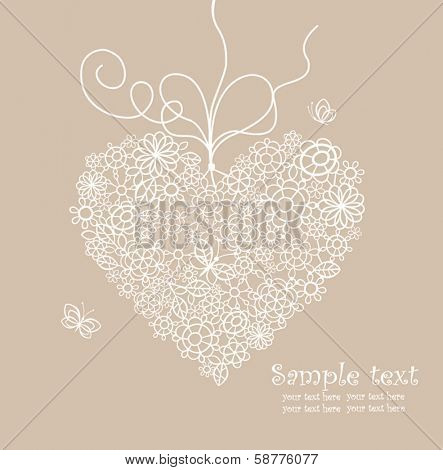 Pastel greeting card with lacy heart shape