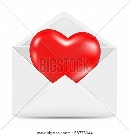 White Envelope With Red Heart