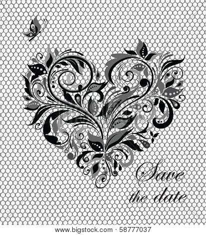 Beautiful lacy card with floral heart shape