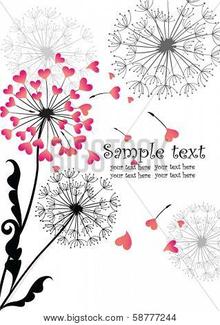 Valentine card with dandelion