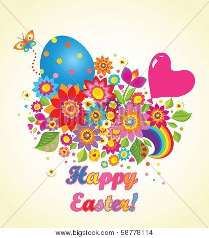 Funny easter greeting card with balloon