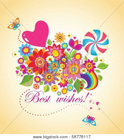 Funny greeting bouquet with balloon and candy