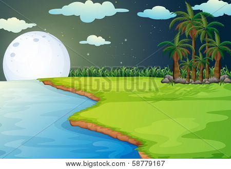 Illustration of a bright fullmoon