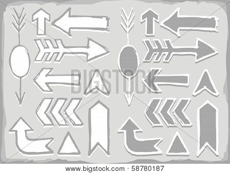 Monochrome arrow set on gray