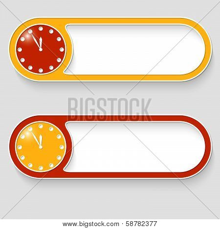 Set Of Two Vector Abstract Buttons With Clock