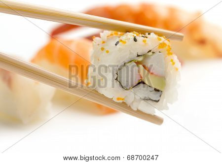 chopsticks with california maki