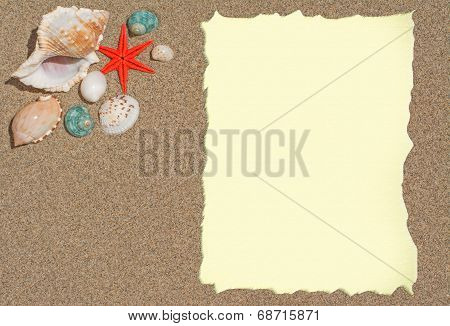 Starfish With Blank Paper For A List, Menu Or Text