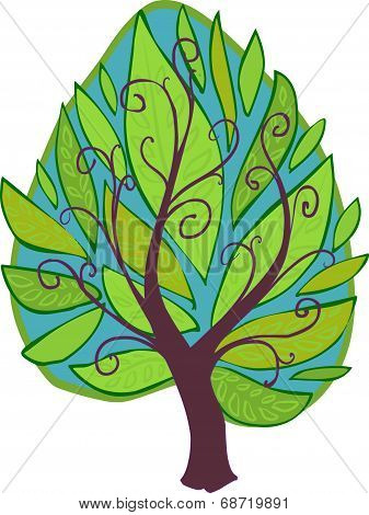 Cartoon Tree. Isolated