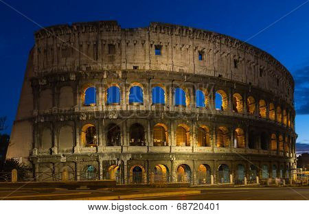Colosseum At Night In Rome