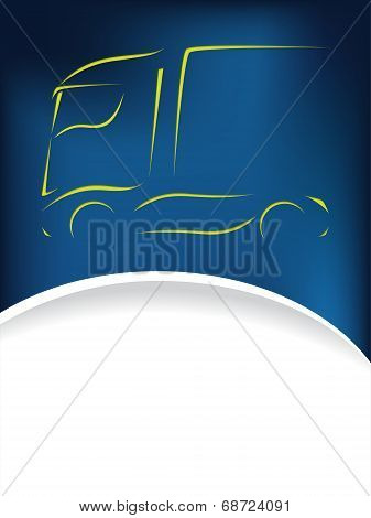 Truck Silhouette Design On Blue Background