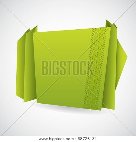 Green Origami Paper With Tire Track