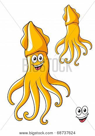 Colorful smiling cartoon squid