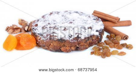 Delicious cake panforte isolated on white