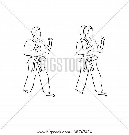 Karate doodle (man and woman)