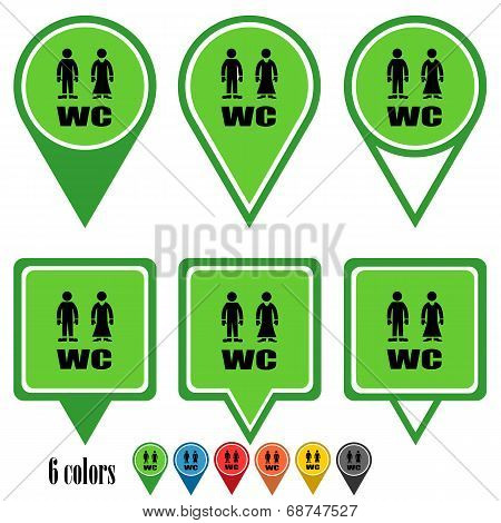 WC flat navigation pins