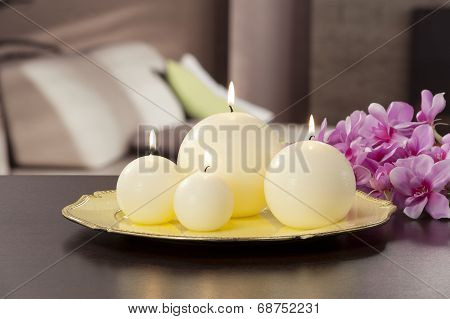 Still Life Of Home Lighting Candles