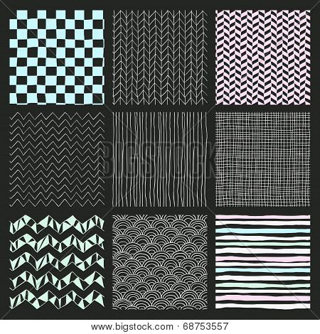 Abstract Hand Drawn Seamless Background Patterns