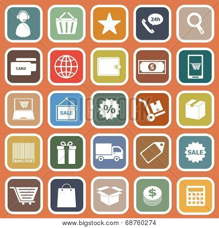 E-commerce Flat Icons On Orange Background