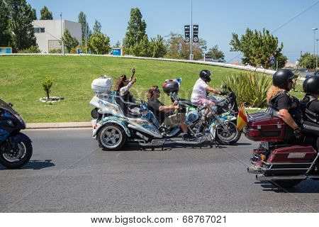 JULY 20: motorcycle parade in the streets at the XXXIII - International Motorcycle Meeting in Faro, Portugal, July 20, 2014 