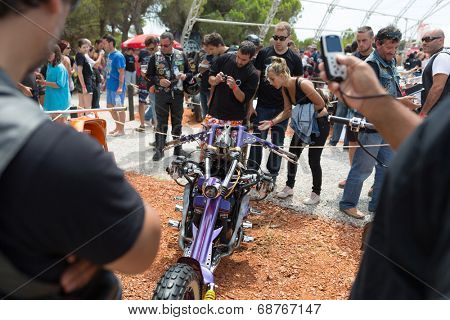 FARO - JULY 19: motorcycle exhibition at the XXXIII - International Motorcycle Meeting in Faro, Portugal, July 19, 2014 