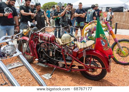 FARO - JULY 19: motorcycle exhibition at the XXXIII - International Motorcycle Meeting in Faro, Portugal, July 19, 2014 