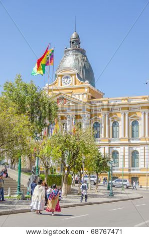 LA PAZ, BOLIVIA, MAY 8, 2014 - Government Palace of Bolivia, Plaza Murillo 