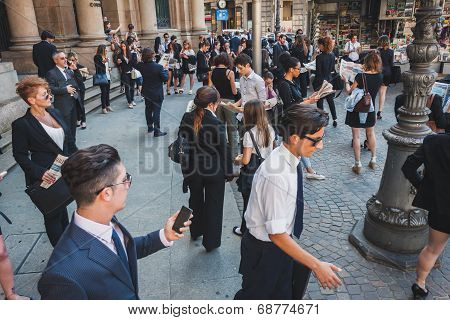 Business People Take Part In A Flash Mob In Milan, Italy