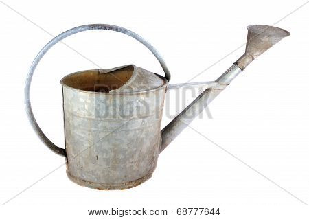 An Old Galvanized Zinc Watering Can With Bracket