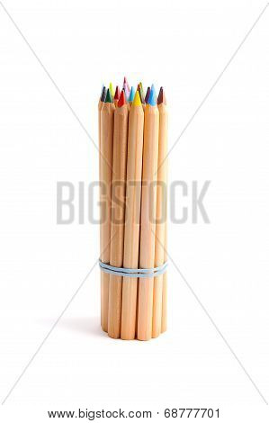 Bundle Of Color Pencils With Rubber Band