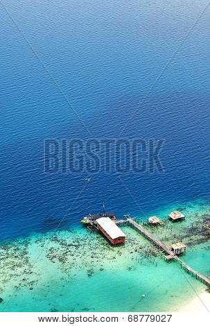 Aerial view of jetty at the ocean
