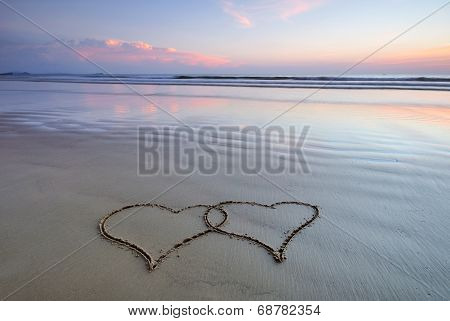 love shape on a beach