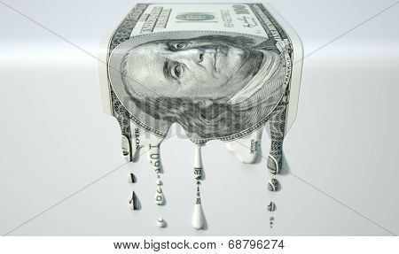 Us Dollar Melting Dripping Banknote