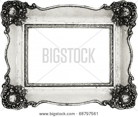 Vintage frame isolated on white, inner and outer clipping paths included