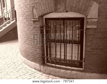 schwarz Tür Beacon Fenster sepia