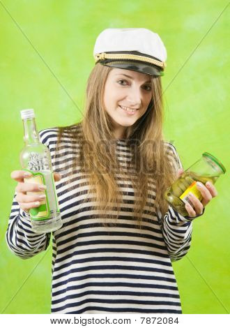 weibliche Segler mit Wodka