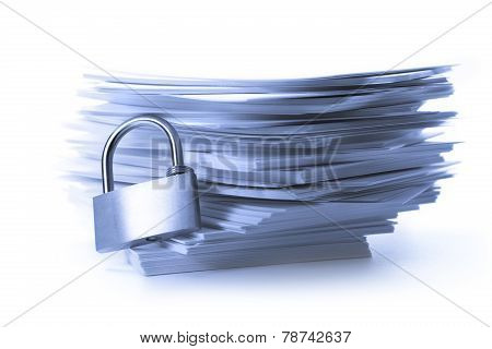 Stack Of Paper Cards And Keylock