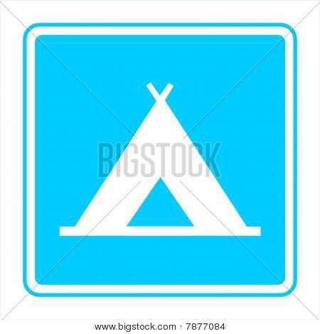 Blauw bord op een witte achtergrond