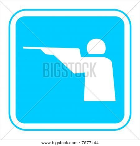 Blauw bord op een witte achtergrond