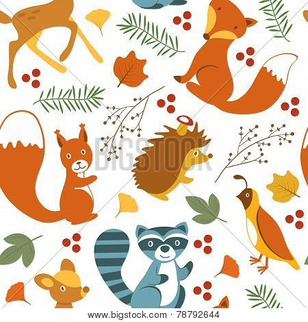 Cute woodland animals pattern